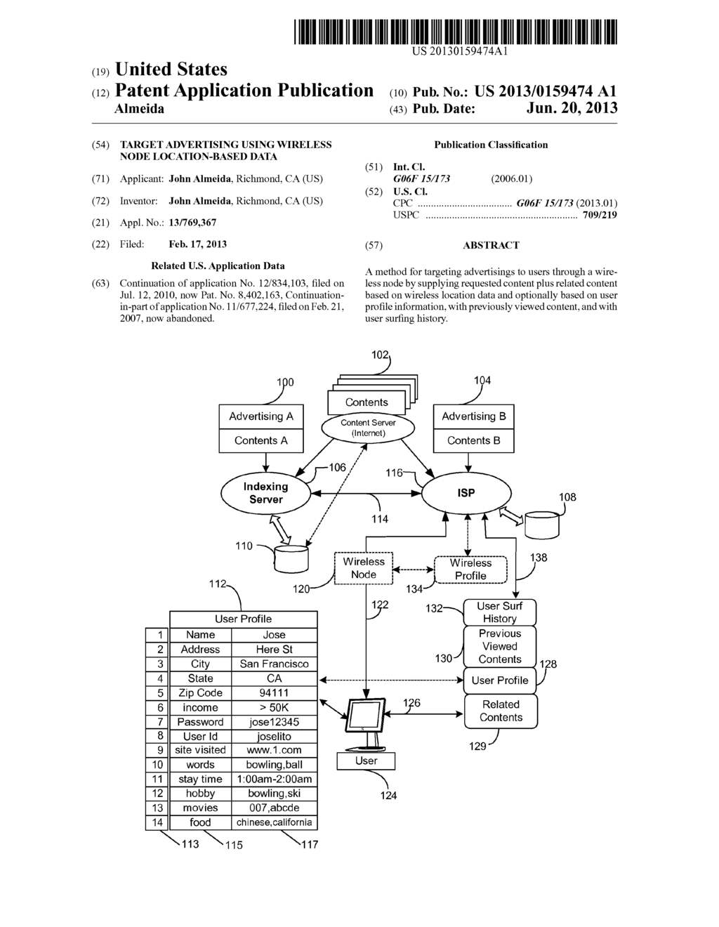 Target advertising using wireless node location-based data - diagram, schematic, and image 01