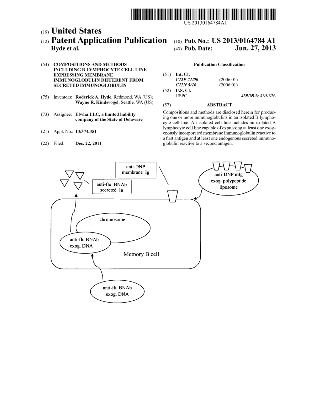 Compositions and methods including B lymphocyte cell line expressing     membrane immunoglobulin different from secreted immunoglobulin - diagram, schematic, and image 01