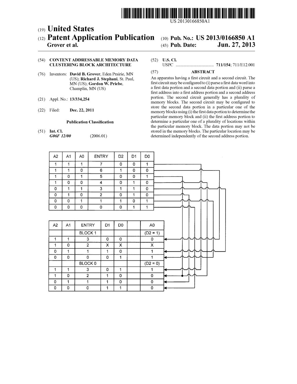 CONTENT ADDRESSABLE MEMORY DATA CLUSTERING BLOCK ARCHITECTURE - diagram, schematic, and image 01