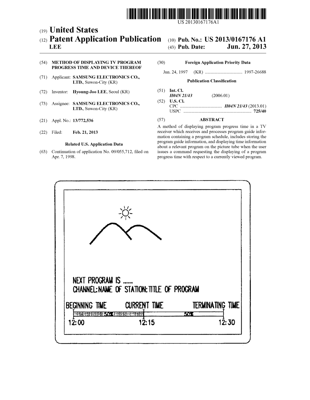 METHOD OF DISPLAYING TV PROGRAM PROGRESS TIME AND DEVICE THEREOF - diagram, schematic, and image 01