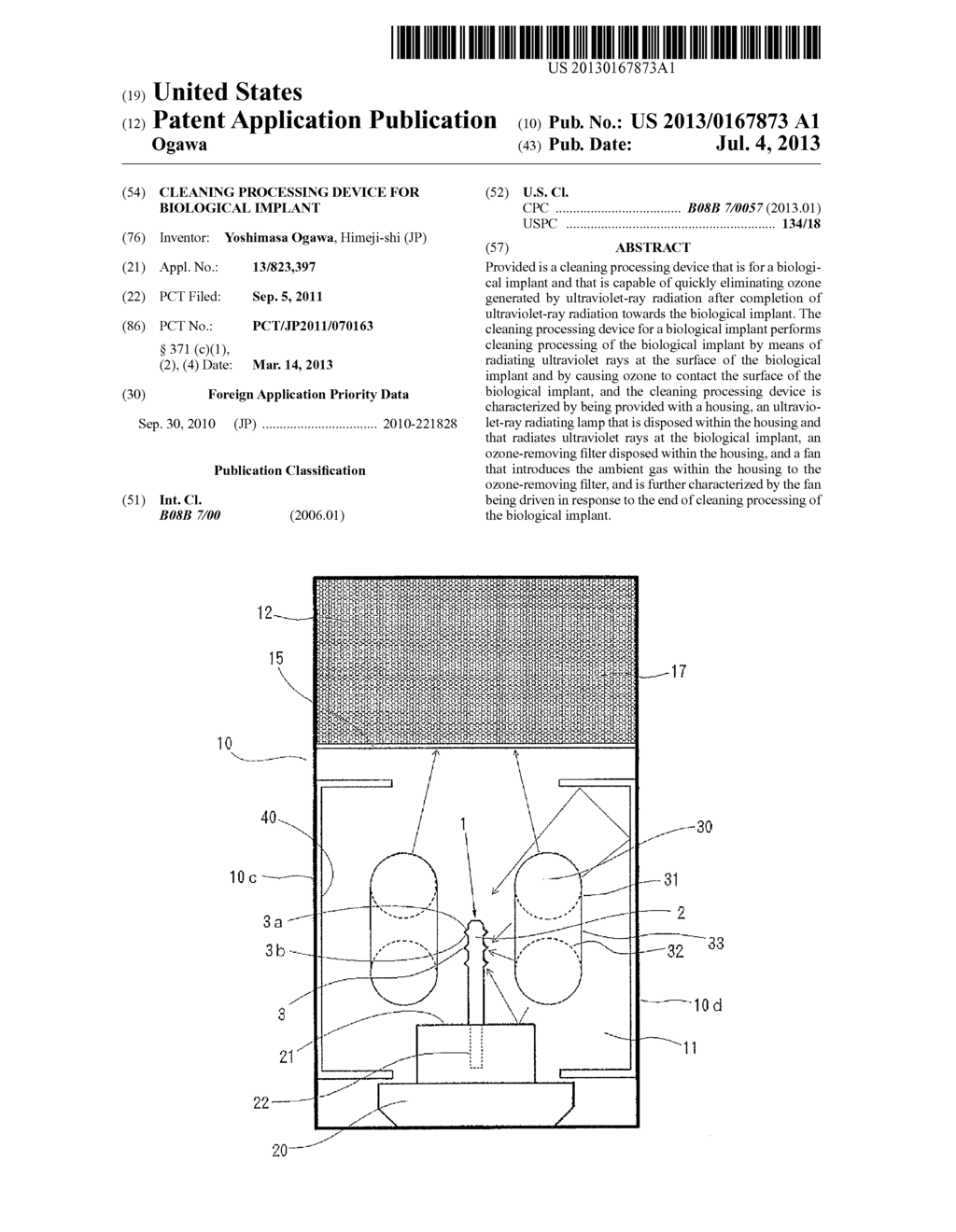 CLEANING PROCESSING DEVICE FOR BIOLOGICAL IMPLANT - diagram, schematic, and image 01