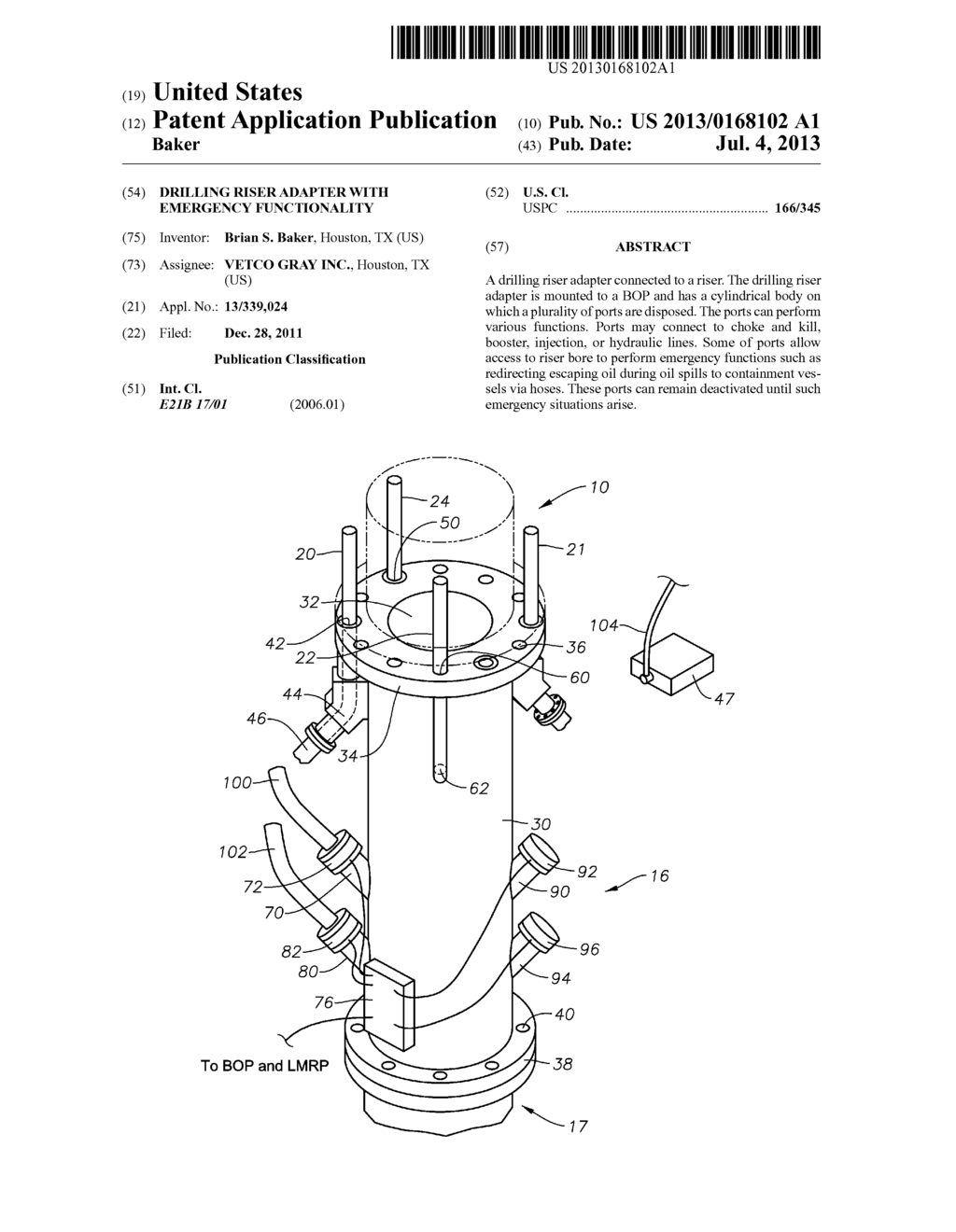 DRILLING RISER ADAPTER WITH EMERGENCY FUNCTIONALITY - diagram, schematic, and image 01