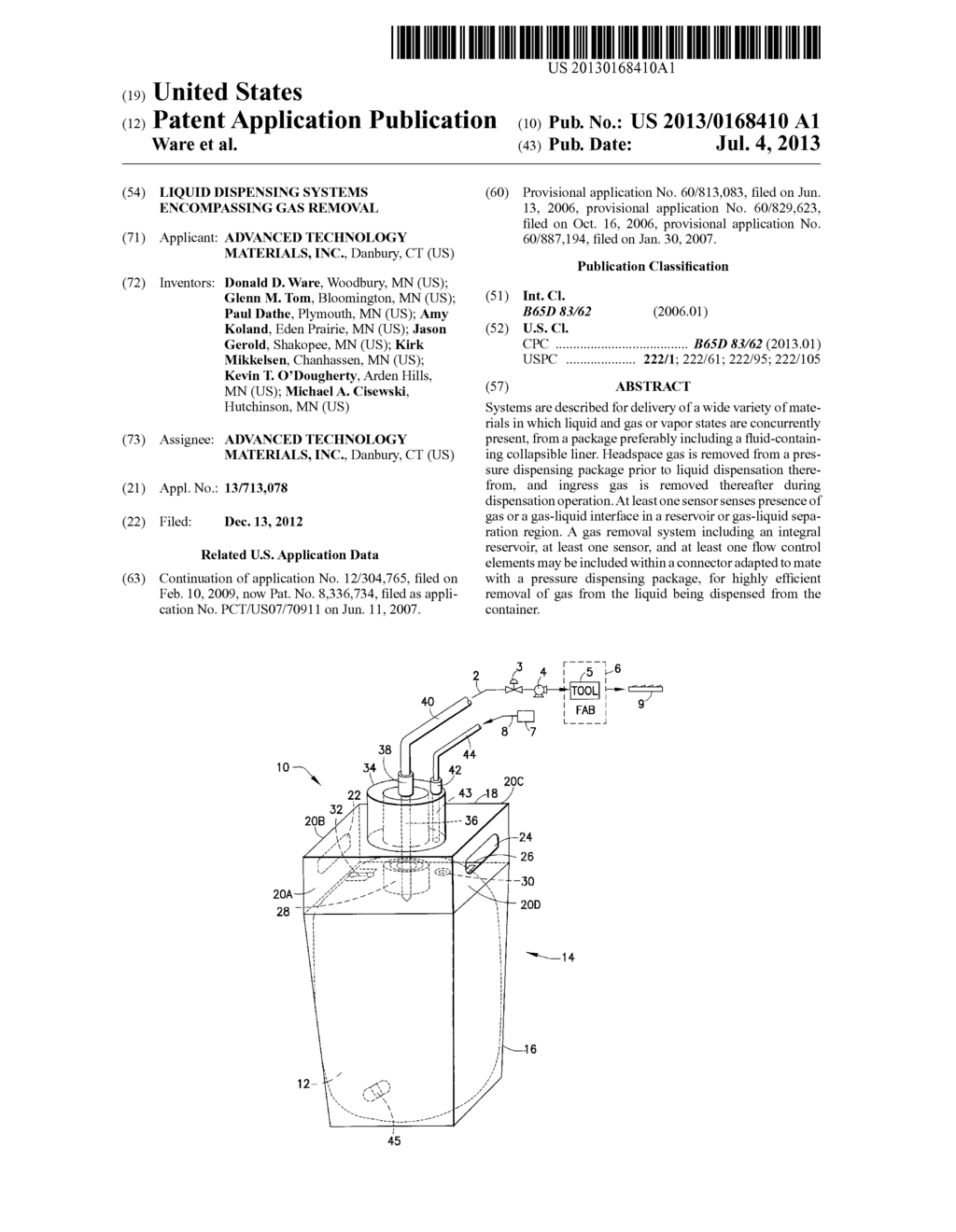 LIQUID DISPENSING SYSTEMS ENCOMPASSING GAS REMOVAL - diagram, schematic, and image 01