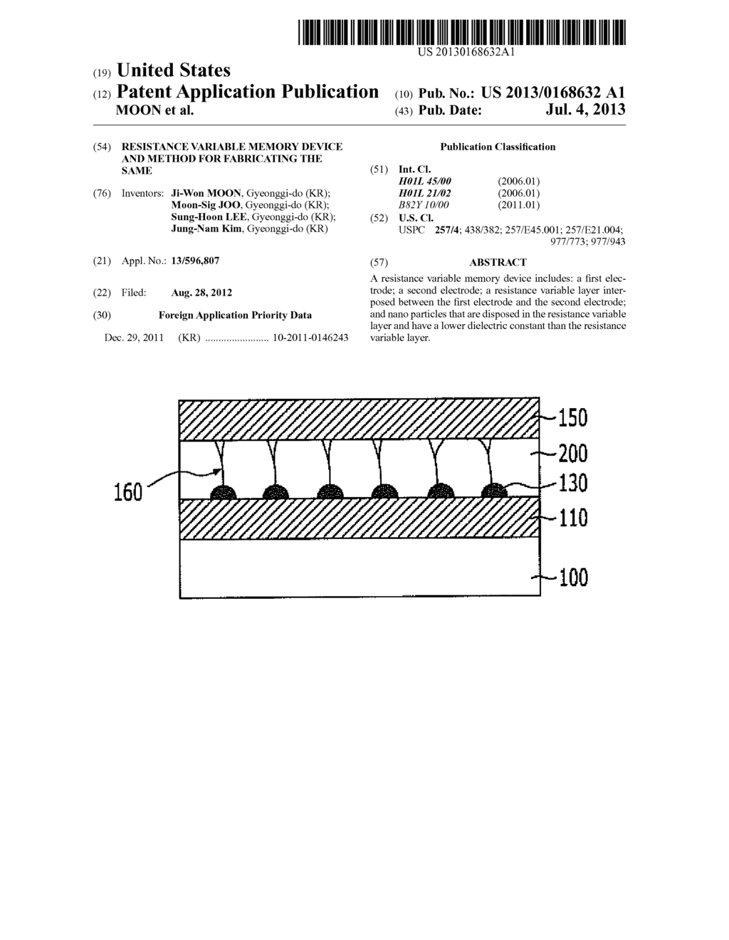 RESISTANCE VARIABLE MEMORY DEVICE AND METHOD FOR FABRICATING THE SAME - diagram, schematic, and image 01