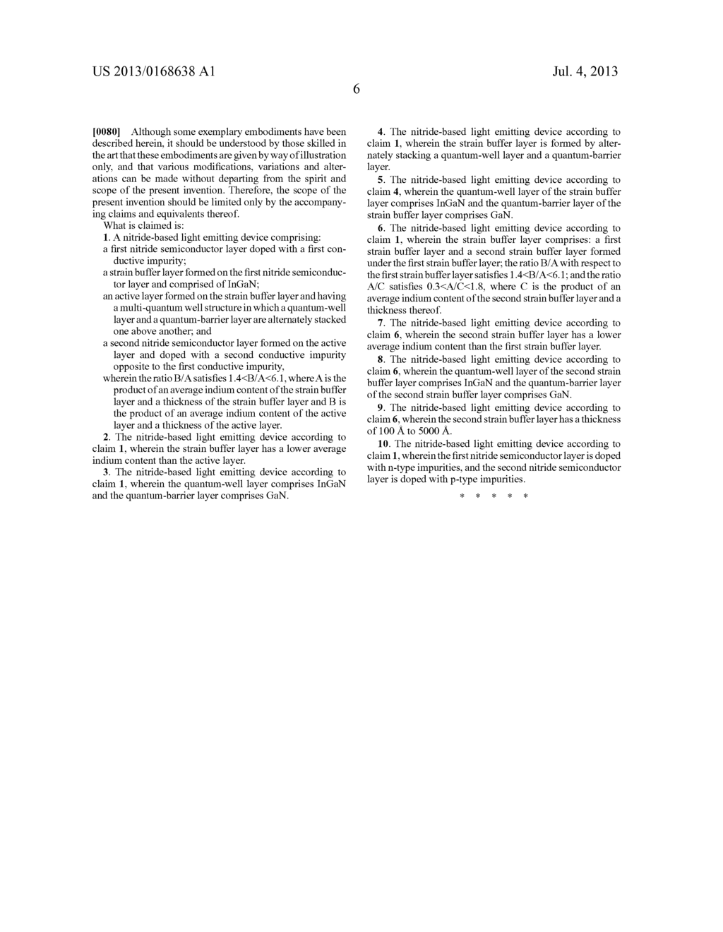 NITRIDE-BASED LIGHT EMITTING DEVICE WITH EXCELLENT LIGHT EMITTING     EFFICIENCY USING STRAIN BUFFER LAYER - diagram, schematic, and image 10