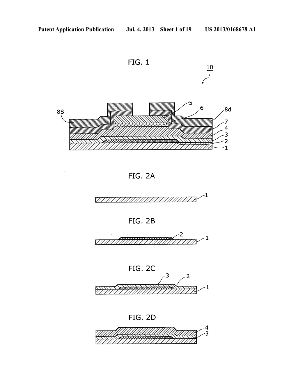 THIN-FILM SEMICONDUCTOR DEVICE FOR DISPLAY APPARATUS AND METHOD OF     MANUFACTURING SAME - diagram, schematic, and image 02