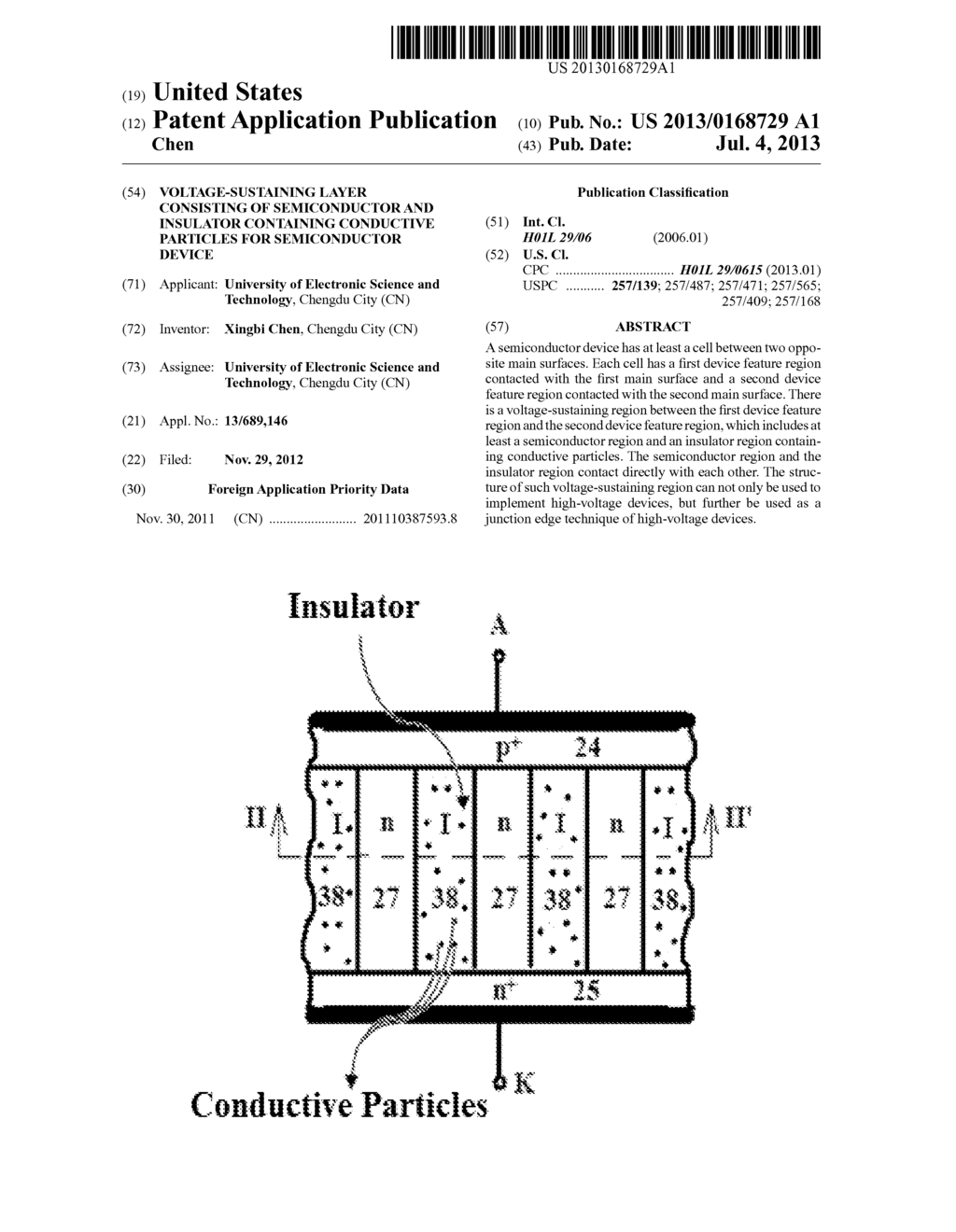 Voltage-Sustaining Layer Consisting of Semiconductor and Insulator     Containing Conductive Particles for Semiconductor Device - diagram, schematic, and image 01