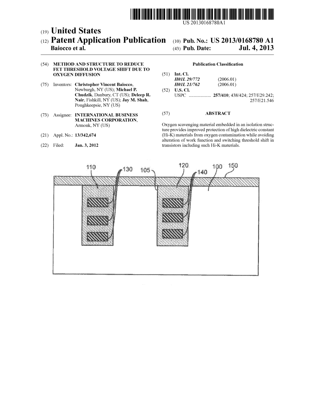 METHOD AND STRUCTURE TO REDUCE FET THRESHOLD VOLTAGE SHIFT DUE TO OXYGEN     DIFFUSION - diagram, schematic, and image 01