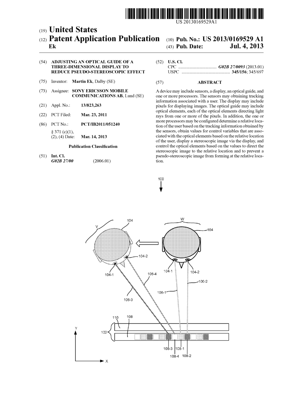 ADJUSTING AN OPTICAL GUIDE OF A THREE-DIMENSIONAL DISPLAY TO REDUCE     PSEUDO-STEREOSCOPIC EFFECT - diagram, schematic, and image 01