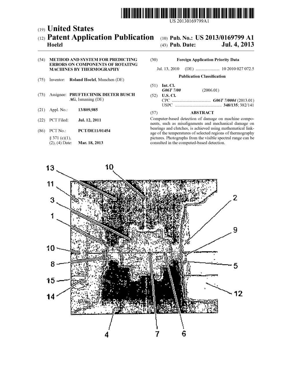 METHOD AND SYSTEM FOR PREDICTING ERRORS ON COMPONENTS OF ROTATING MACHINES     BY THERMOGRAPHY - diagram, schematic, and image 01