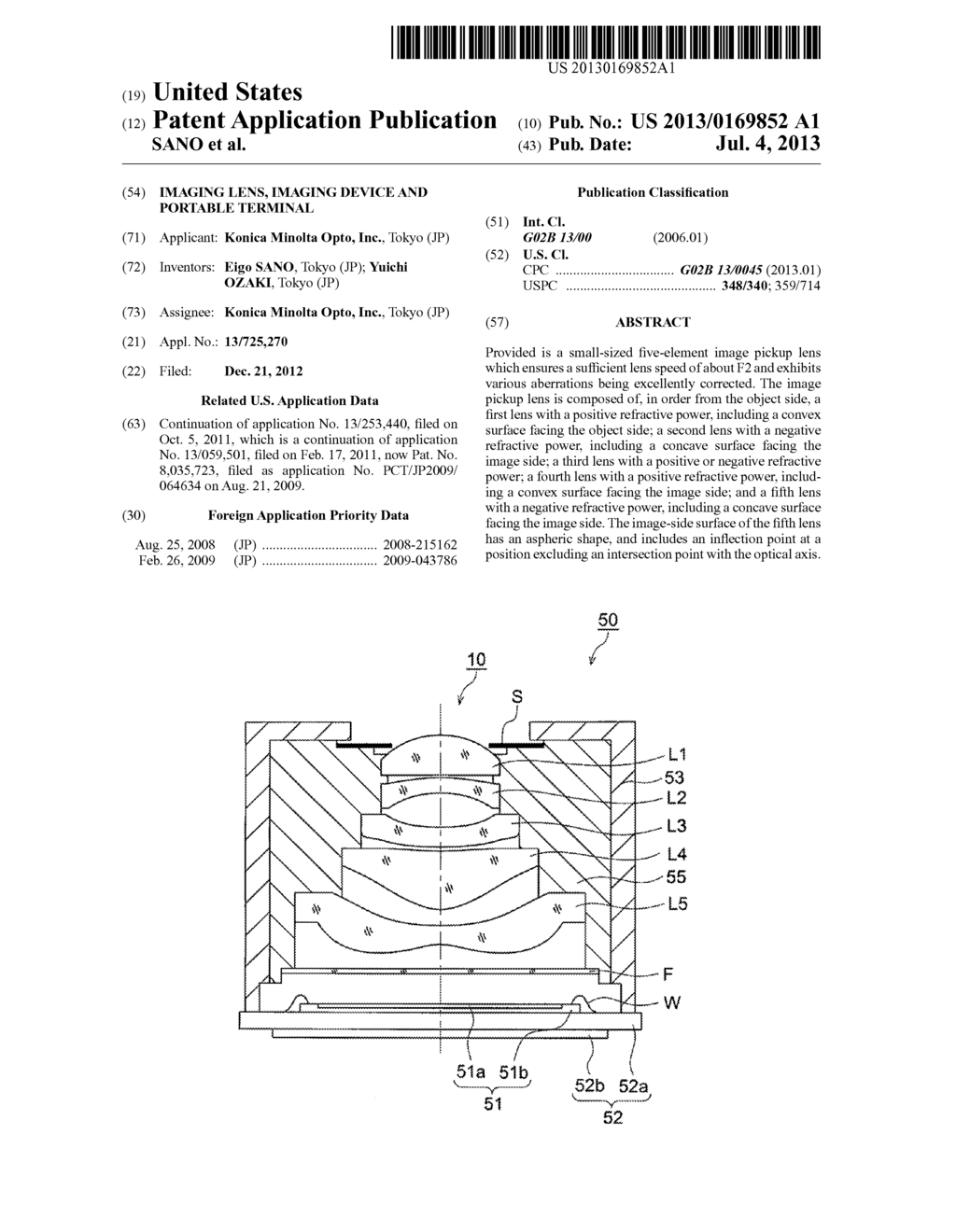 Imaging Lens, Imaging Device and Portable Terminal - diagram, schematic, and image 01