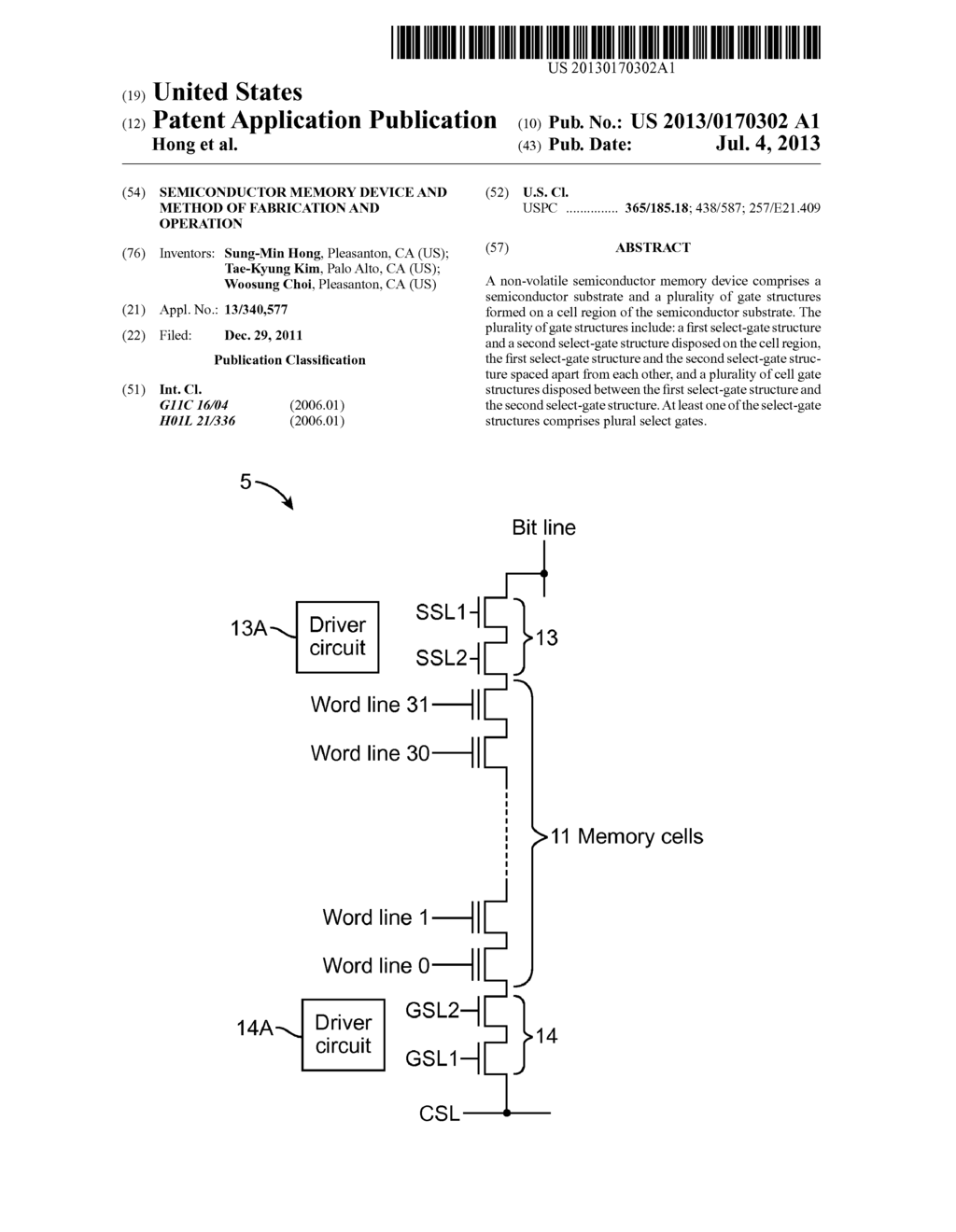 SEMICONDUCTOR MEMORY DEVICE AND METHOD OF FABRICATION AND OPERATION - diagram, schematic, and image 01