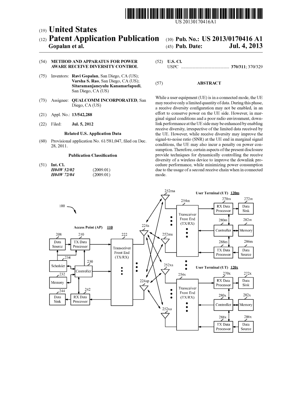 METHOD AND APPARATUS FOR POWER AWARE RECEIVE DIVERSITY CONTROL - diagram, schematic, and image 01