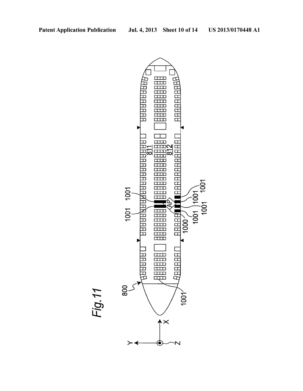 WIRELESS COMMUNICATION SYSTEM PROVIDED IN AIRCRAFT FOR COMMUNICATING USING     PLURAL WIRELESS CHANNELS - diagram, schematic, and image 11