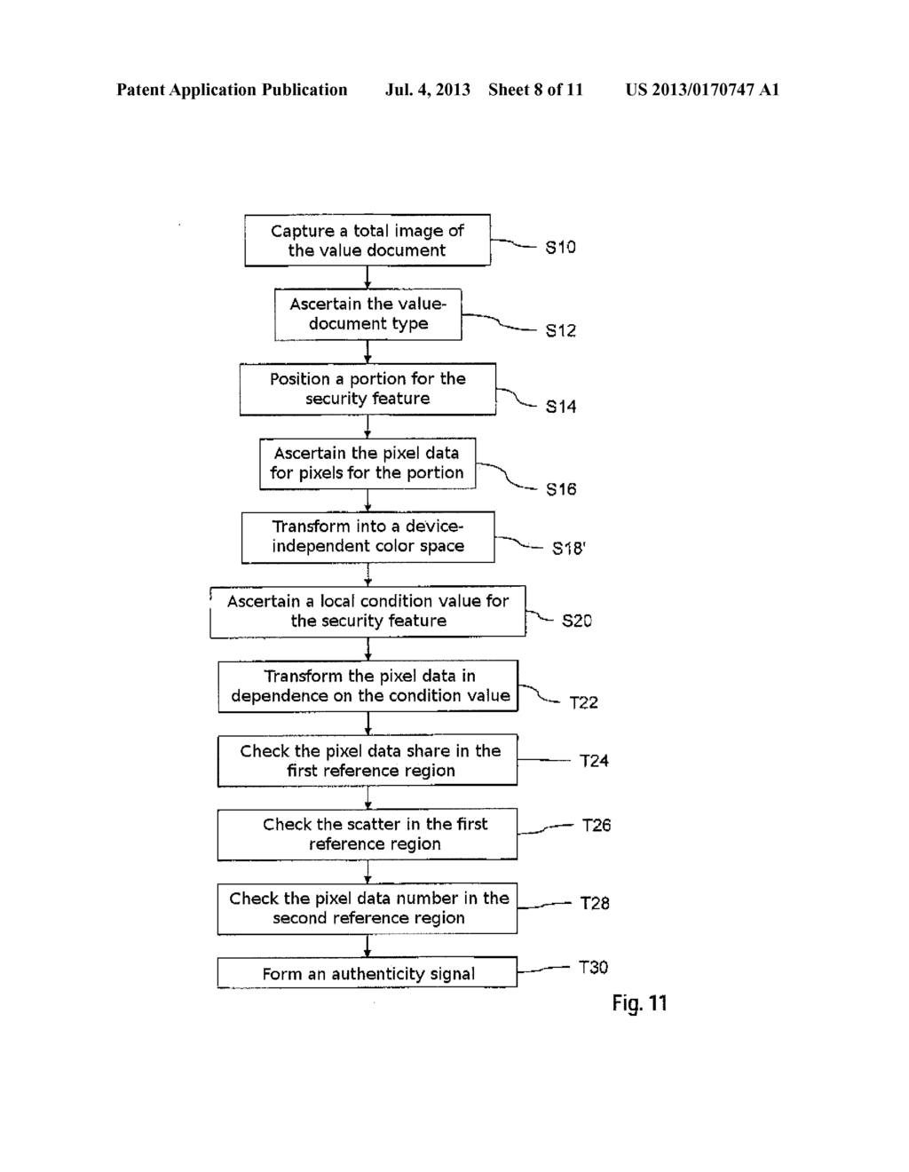 METHOD FOR CHECKING AN OPTICAL SECURITY FEATURE OF A VALUE DOCUMENT - diagram, schematic, and image 09