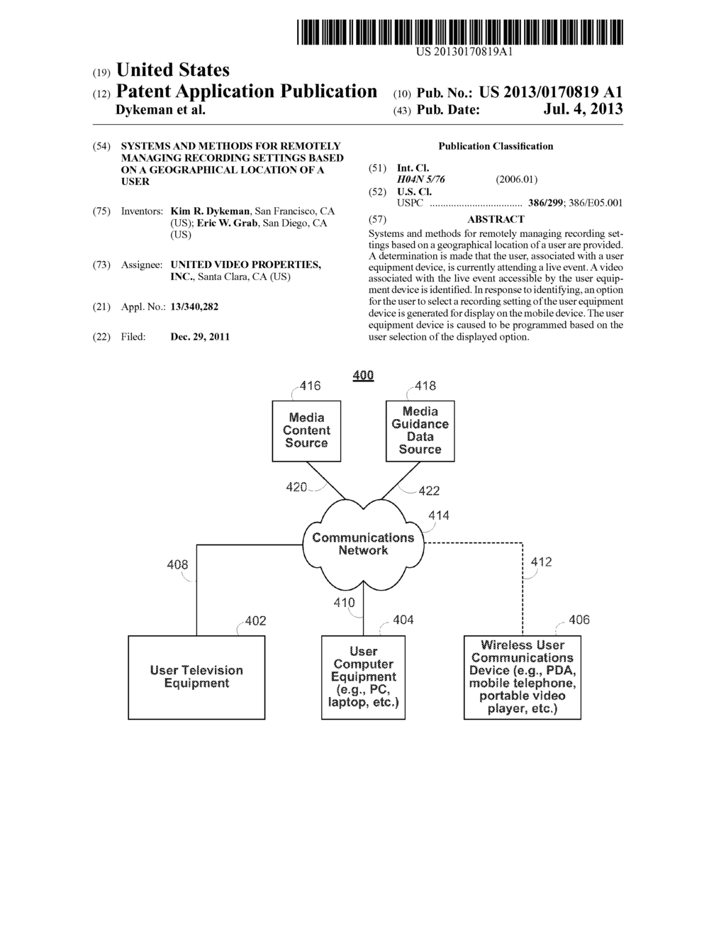 SYSTEMS AND METHODS FOR REMOTELY MANAGING RECORDING SETTINGS BASED ON A     GEOGRAPHICAL LOCATION OF A USER - diagram, schematic, and image 01