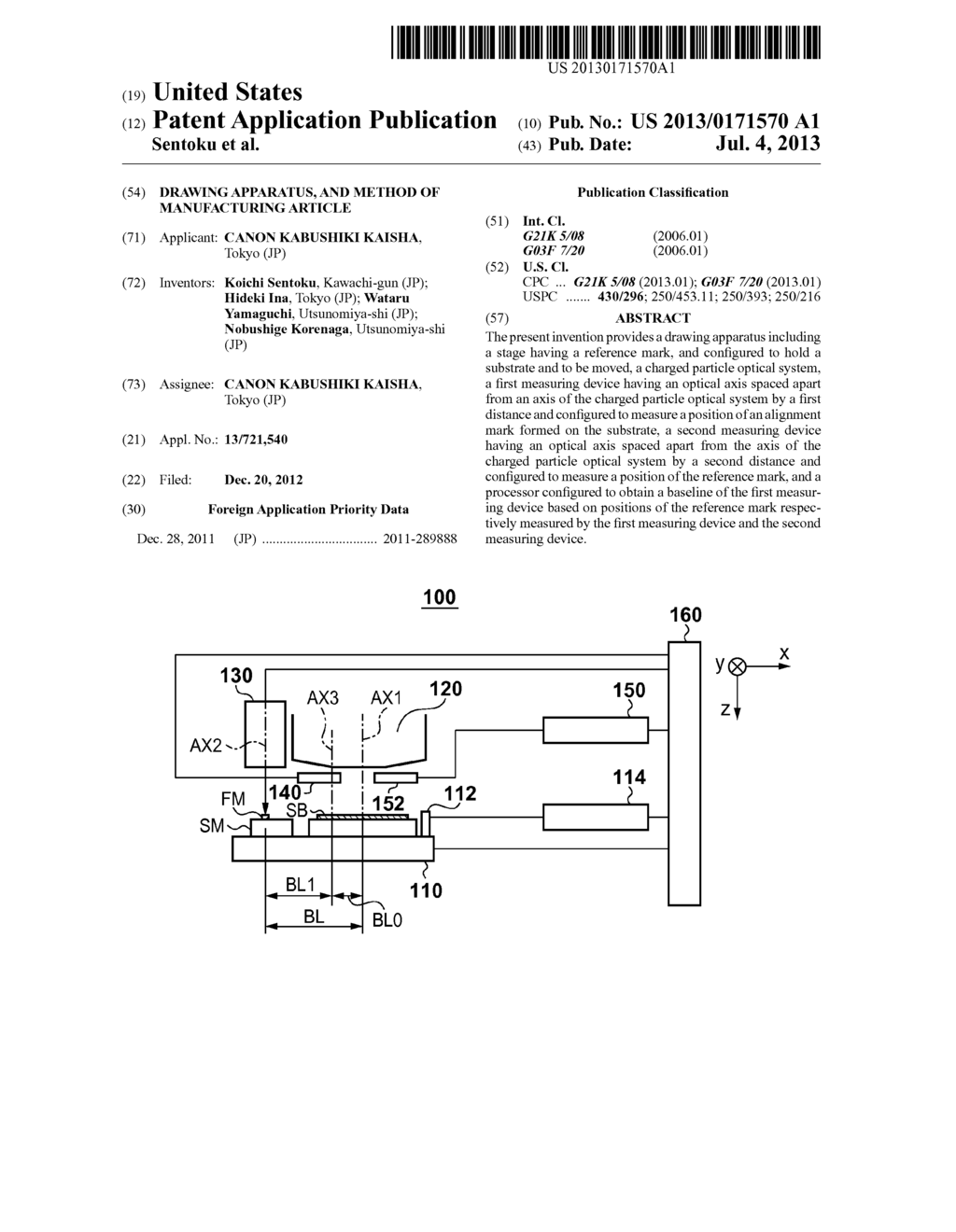 DRAWING APPARATUS, AND METHOD OF MANUFACTURING ARTICLE - diagram, schematic, and image 01