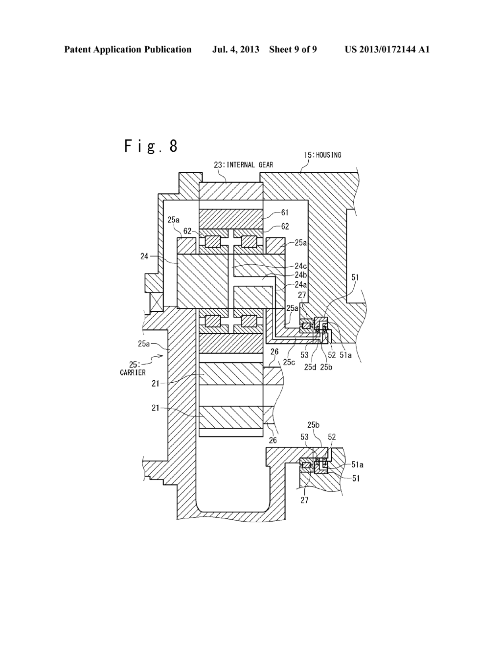 PLANETARY GEAR TRAIN WITH OILING SYSTEM FOR SUPPLYING LUBRICANT OIL TO     BEARING OF PLANETARY GEAR AND WIND TURBINE GENERATOR INCORPORATING THE     SAME - diagram, schematic, and image 10