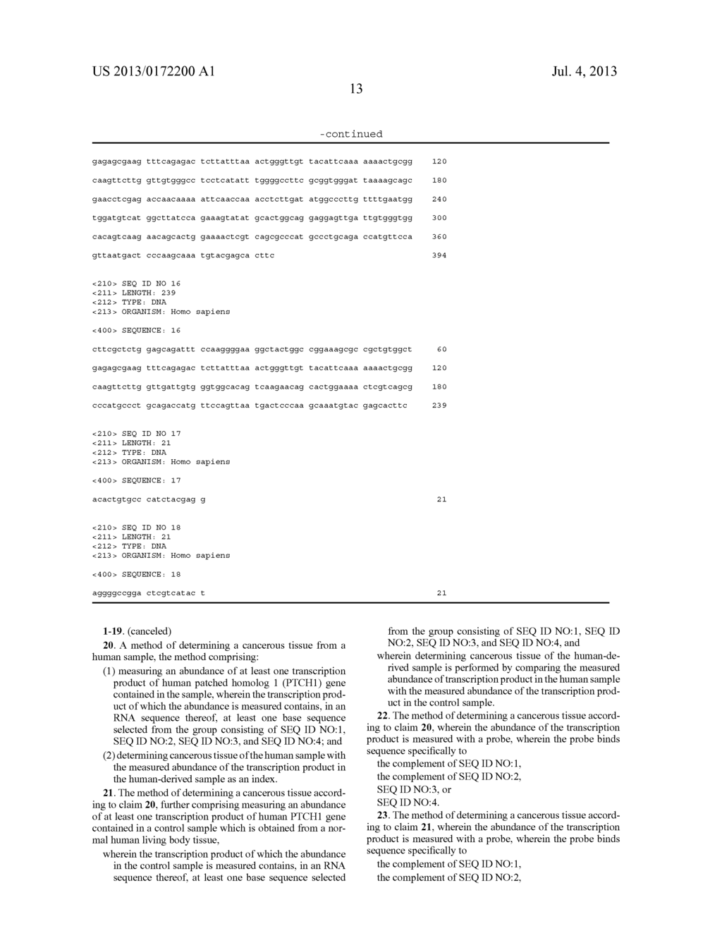 METHOD OF ASSESSING CANCEROUS CONDITIONS AND REAGENT FOR DETECTING GENE     PRODUCT TO BE USED IN THE METHOD - diagram, schematic, and image 21