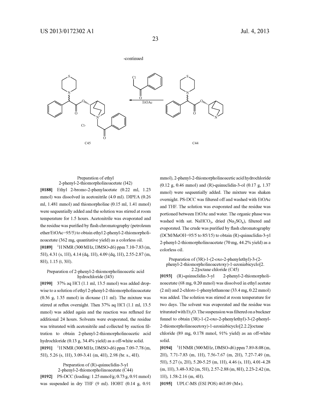 QUINUCLIDINE ESTERS OF 1-AZAHETEROCYCLYLACETIC ACID AS ANTIMUSCARINIC     AGENTS, PROCESS FOR THEIR PREPARATION AND MEDICINAL COMPOSITIONS THEREOF - diagram, schematic, and image 24