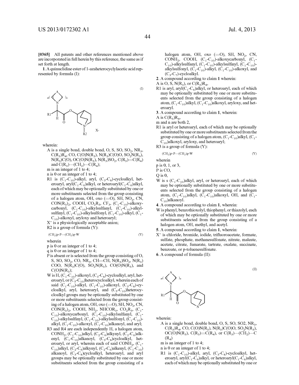 QUINUCLIDINE ESTERS OF 1-AZAHETEROCYCLYLACETIC ACID AS ANTIMUSCARINIC     AGENTS, PROCESS FOR THEIR PREPARATION AND MEDICINAL COMPOSITIONS THEREOF - diagram, schematic, and image 45