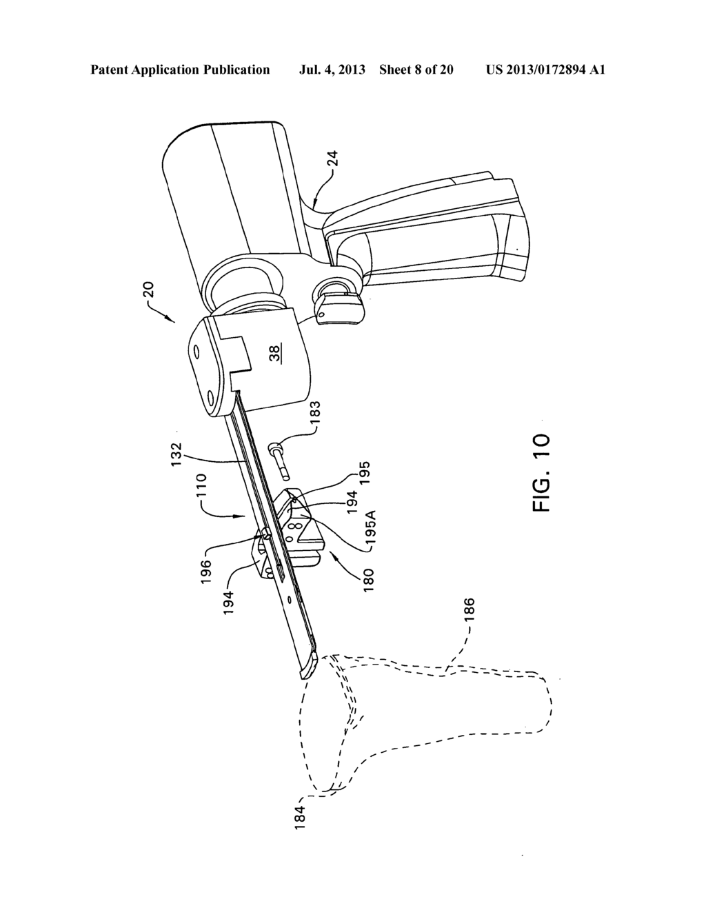 SURGICAL SAGITTAL SAW CAPABLE OF ACTUATING A BLADE ASSEMBLY THAT INCLUDES     A STATIC BAR AND A DRIVE ROD - diagram, schematic, and image 09