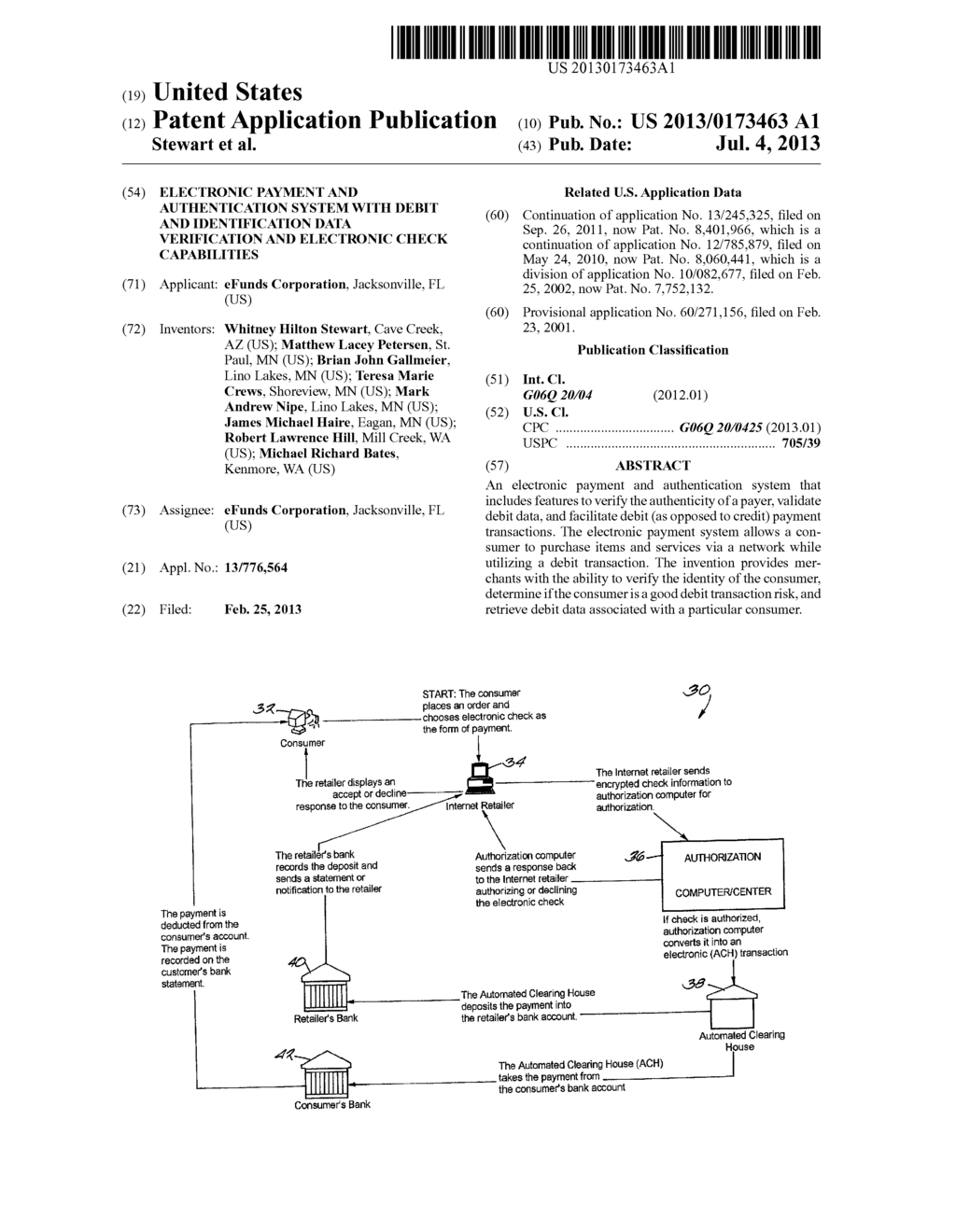 ELECTRONIC PAYMENT AND AUTHENTICATION SYSTEM WITH DEBIT AND IDENTIFICATION     DATA VERIFICATION AND ELECTRONIC CHECK CAPABILITIES - diagram, schematic, and image 01