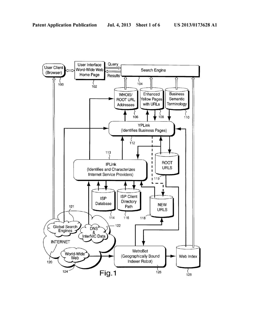 SYSTEM AND METHOD FOR GEOGRAPHICALLY ORGANIZING AND CLASSIFYING BUSINESSES     ON THE WORLD-WIDE WEB - diagram, schematic, and image 02