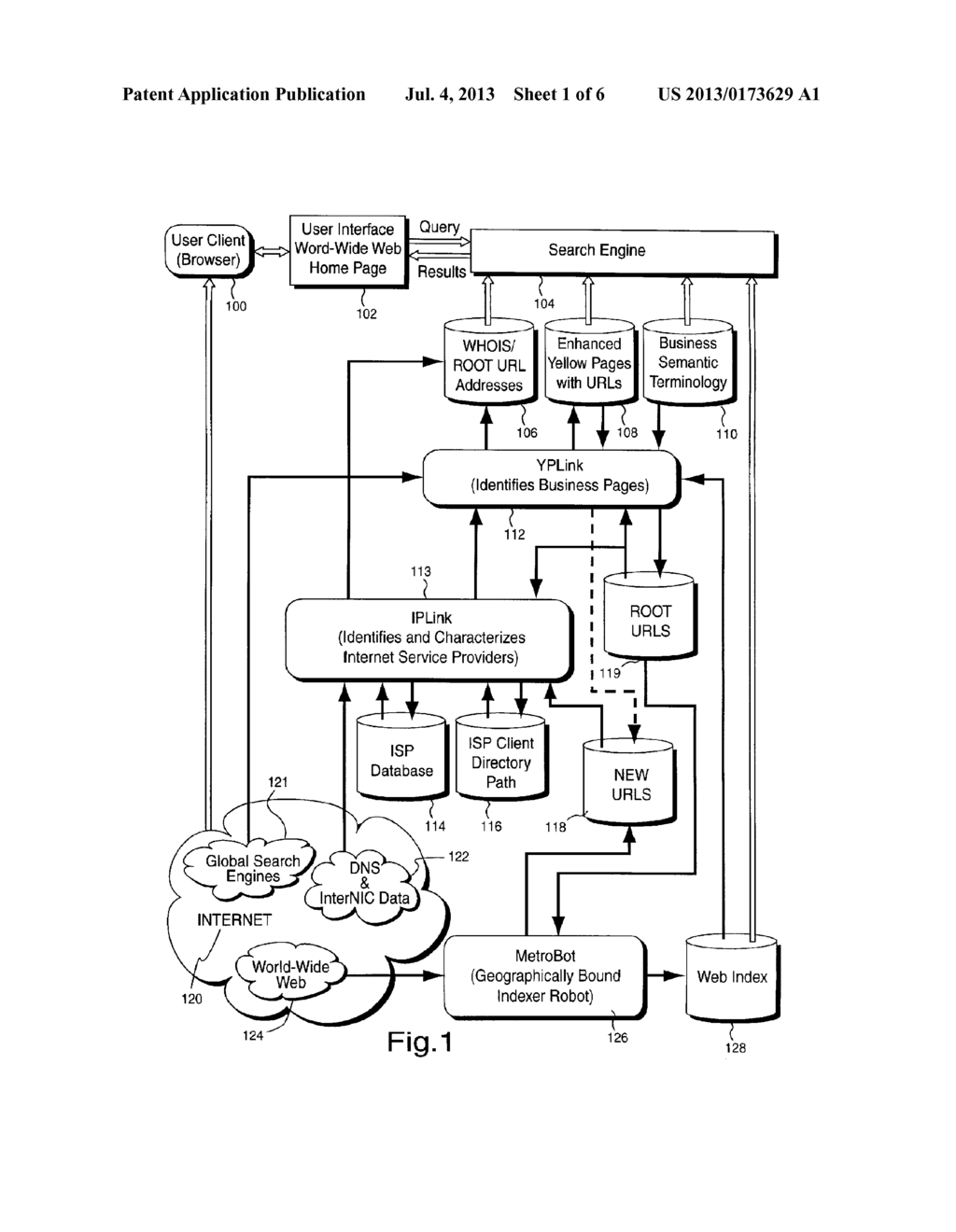 SYSTEM AND METHOD FOR GEOGRAPHICALLY ORGANIZING AND CLASSIFYING BUSINESSES     ON THE WORLD-WIDE WEB - diagram, schematic, and image 02