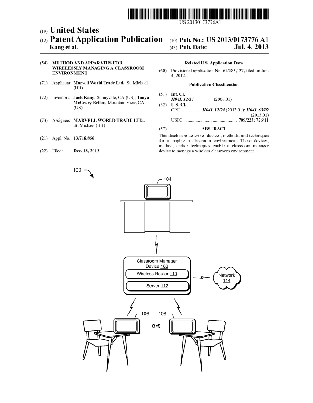 Method and Apparatus for Wirelessly Managing a Classroom Environment - diagram, schematic, and image 01