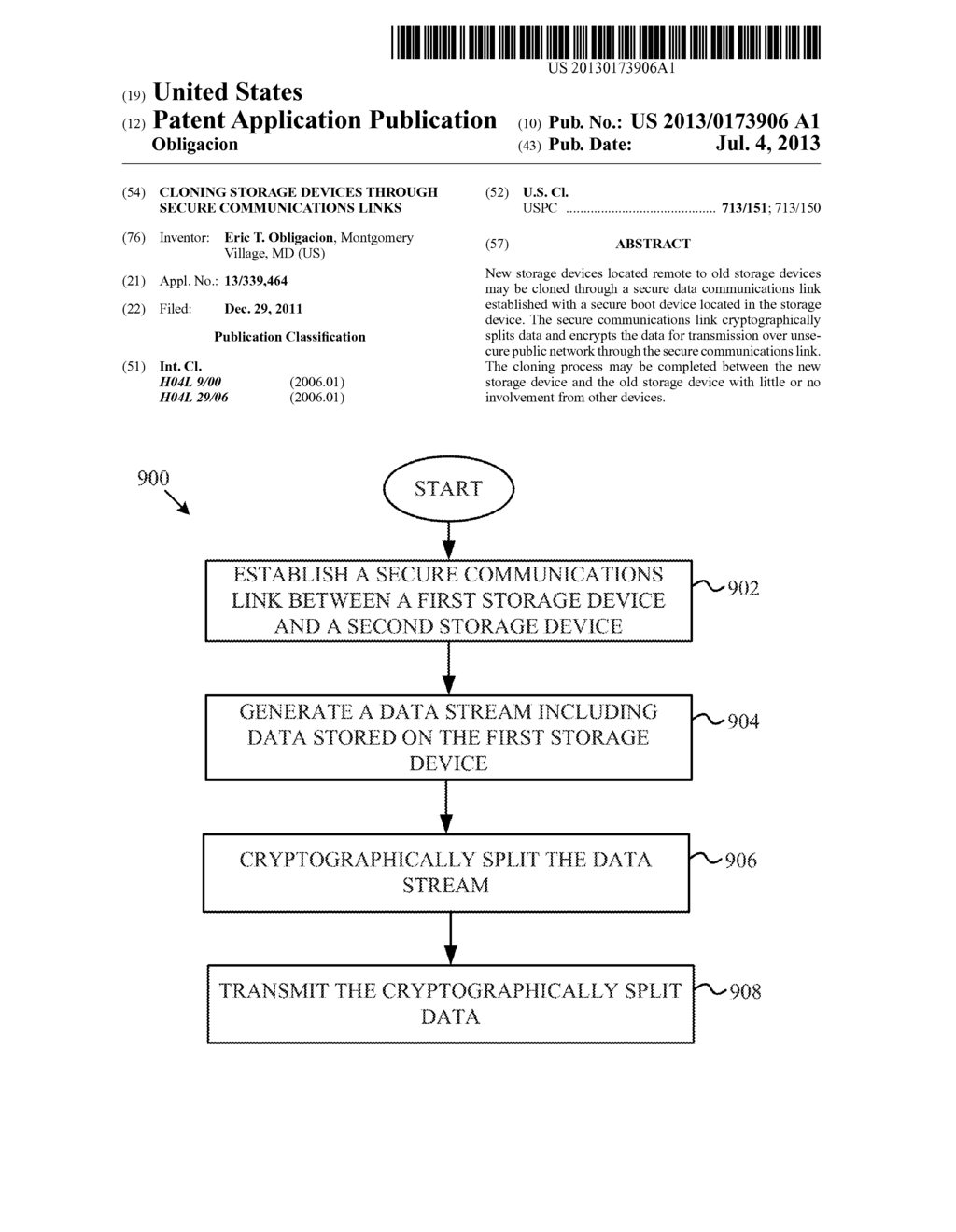 CLONING STORAGE DEVICES THROUGH SECURE COMMUNICATIONS LINKS - diagram, schematic, and image 01