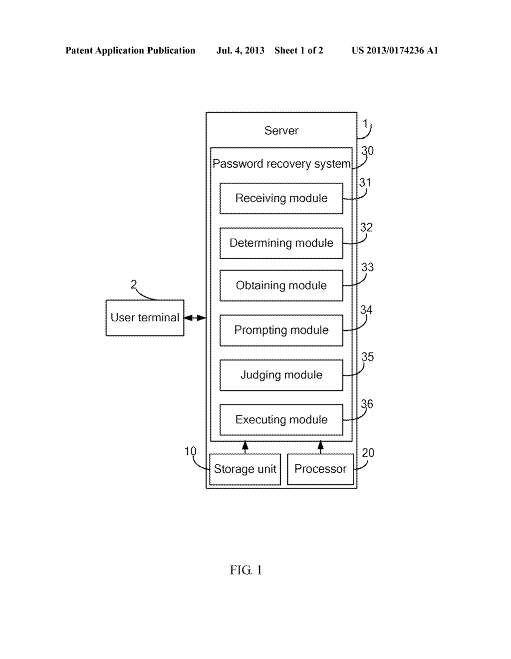 SERVER AND METHOD FOR PASSWORD RECOVERY - diagram, schematic, and image 02