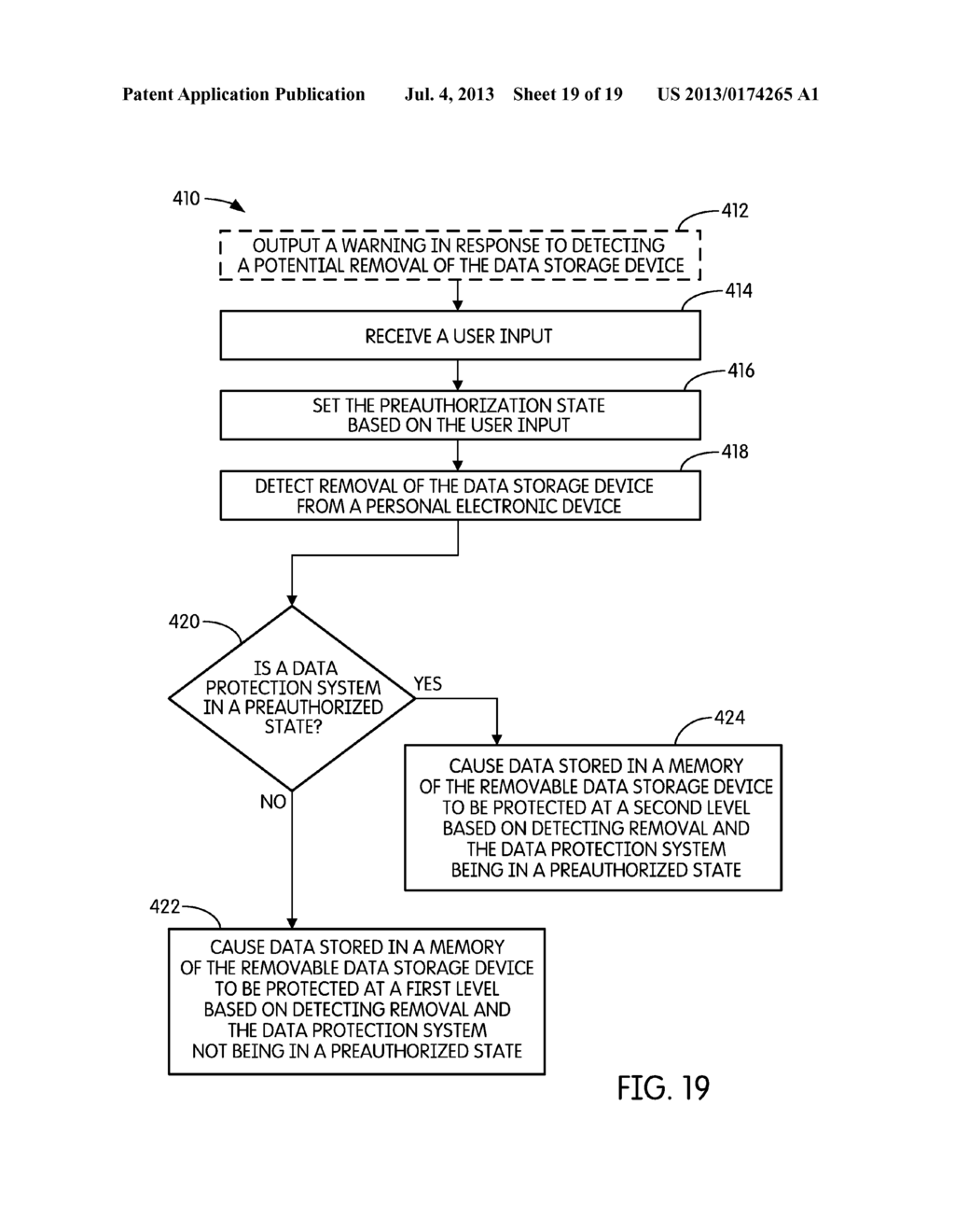SYSTEM AND METHOD FOR PROTECTING DATA STORED ON A REMOVABLE DATA STORAGE     DEVICE - diagram, schematic, and image 20