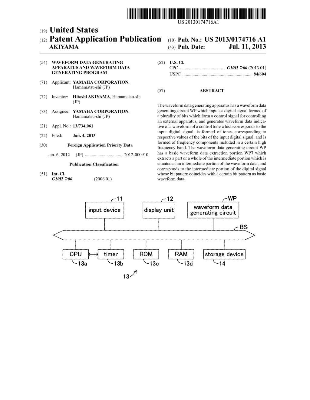 WAVEFORM DATA GENERATING APPARATUS AND WAVEFORM DATA GENERATING PROGRAM - diagram, schematic, and image 01