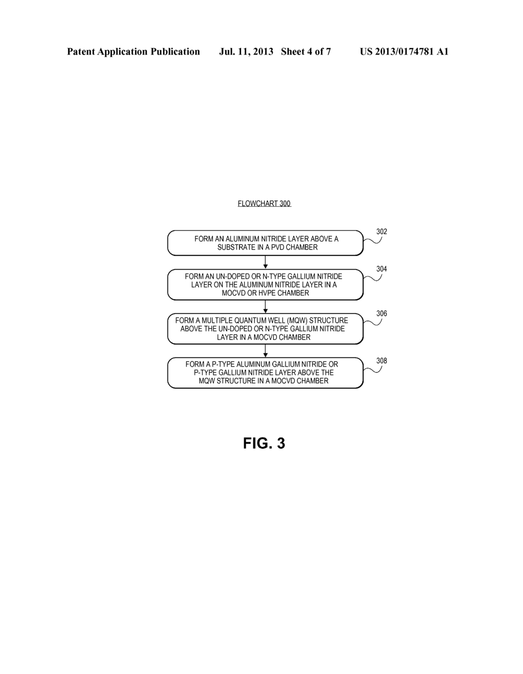 GALLIUM NITRIDE-BASED LED FABRICATION WITH PVD-FORMED ALUMINUM NITRIDE     BUFFER LAYER - diagram, schematic, and image 05