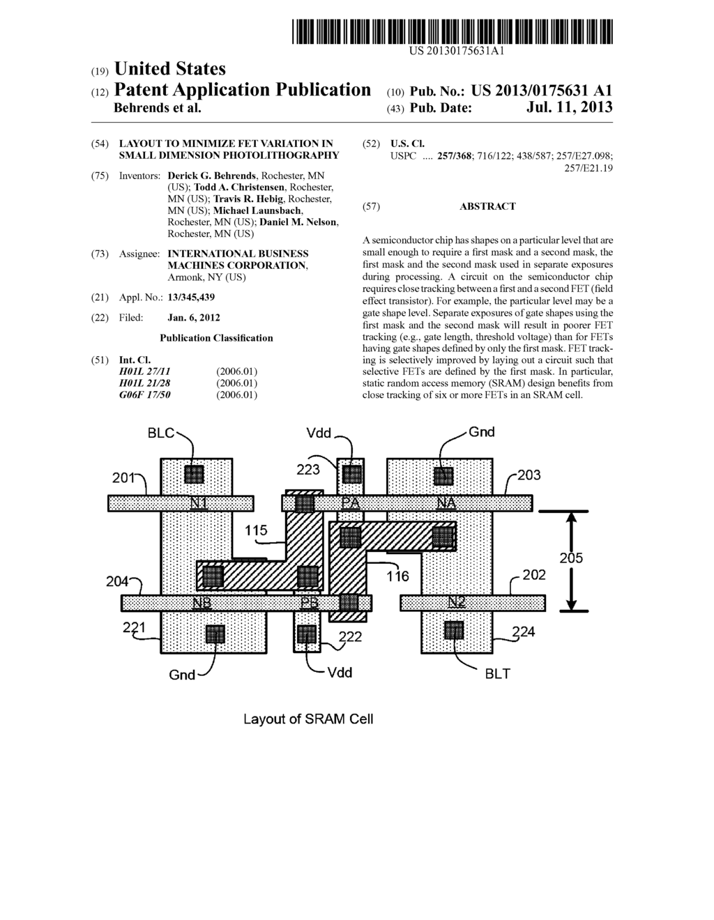 LAYOUT TO MINIMIZE FET VARIATION IN SMALL DIMENSION PHOTOLITHOGRAPHY - diagram, schematic, and image 01