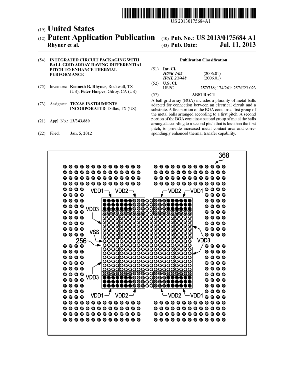 Integrated Circuit Packaging With Ball Grid Array Having Differential     Pitch To Enhance Thermal Performance - diagram, schematic, and image 01