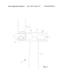 METHOD FOR MOVING A WIND TURBINE COMPONENT, SUCH AS A WIND TURBINE HUB,     FROM A TRANSPORTATION POSITION TO A WIND TURBINE ASSEMBLY POSITION IN OR     ON THE NACELLE, THE MAIN SHAFT OR THE HUB, A HANDLING UNIT, A WIND     TURBINE HUB AND USE HEREOF diagram and image