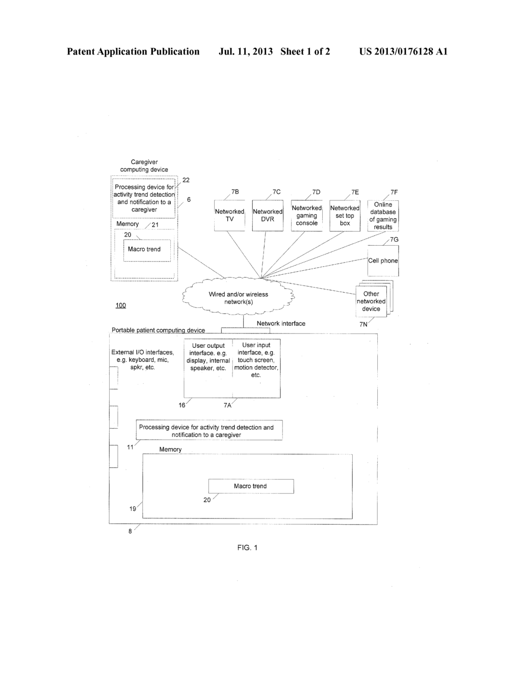 ACTIVITY TREND DETECTION AND NOTIFICATION TO A CAREGIVER - diagram, schematic, and image 02