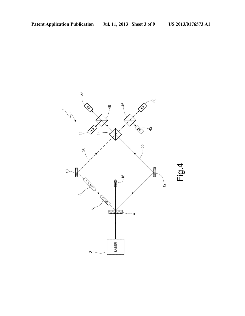 INTERFEROMETER AND METHOD FOR CONTROLLING THE COALESCENCE OF A PAIR OF     PHOTONS - diagram, schematic, and image 04