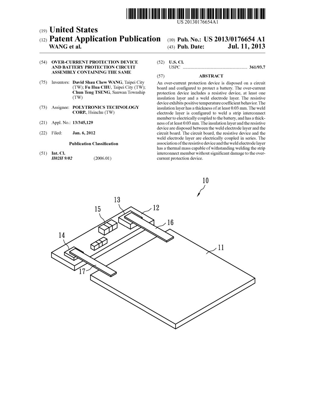 OVER-CURRENT PROTECTION DEVICE AND BATTERY PROTECTION CIRCUIT ASSEMBLY     CONTAINING THE SAME - diagram, schematic, and image 01