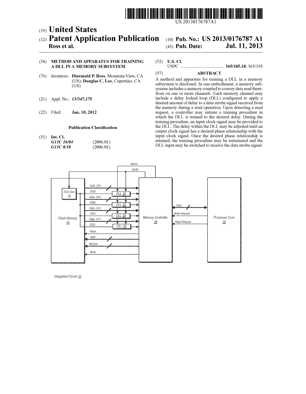 Method and Apparatus for Training a DLL in a Memory Subsystem - diagram, schematic, and image 01