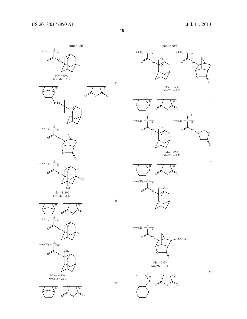 POSITIVE TYPE RESIST COMPOSITION FOR USE IN LIQUID IMMERSION EXPOSURE AND     A METHOD OF FORMING THE PATTERN USING THE SAME - diagram, schematic, and image 42