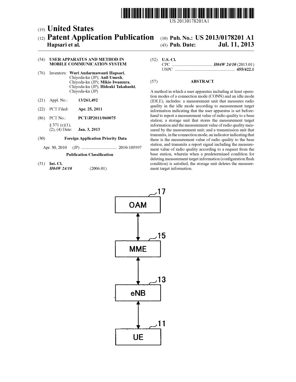 USER APPARATUS AND METHOD IN MOBILE COMMUNICATION SYSTEM - diagram, schematic, and image 01