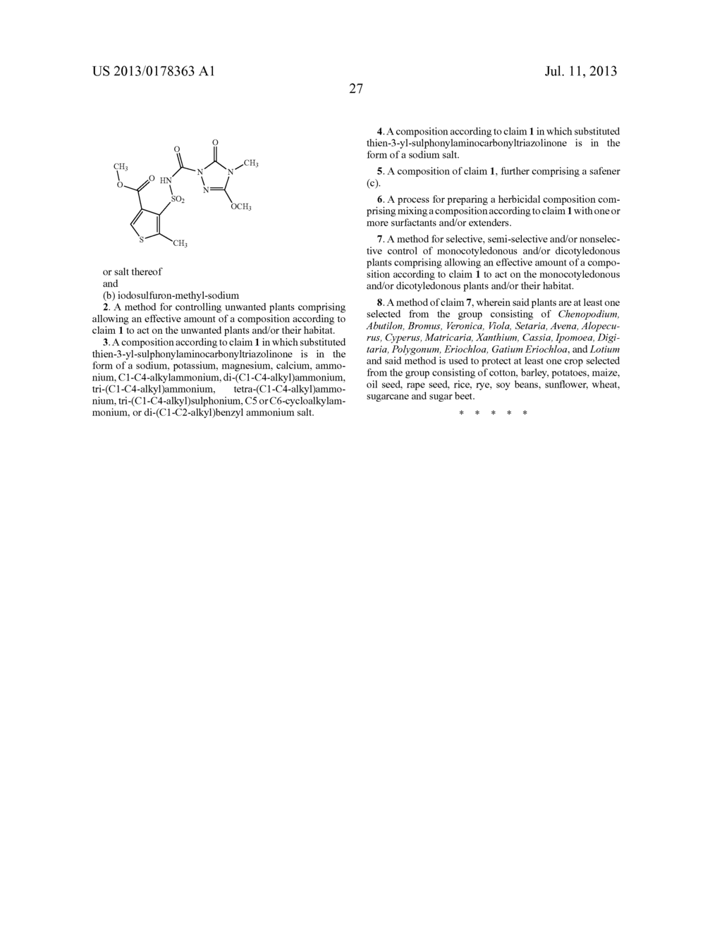 HERBICIDES CONTAINING SUBSTITUTED     THIEN-3-YL-SULFONYLAMINO(THIO)CARBONYL-TRIAZOLIN(THI)ONE - diagram, schematic, and image 28