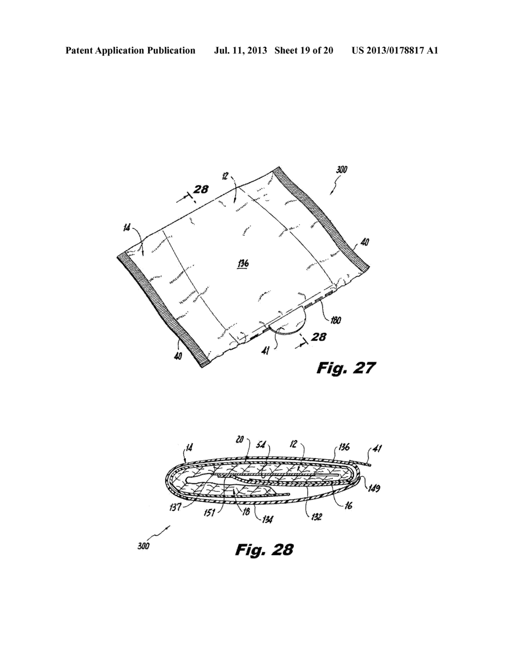 METHOD OF PACKAGING AN ABSORBENT ARTICLE AND ATTACHING THE ABSORBENT     ARTICLE TO AN UNDERGARMENT - diagram, schematic, and image 20