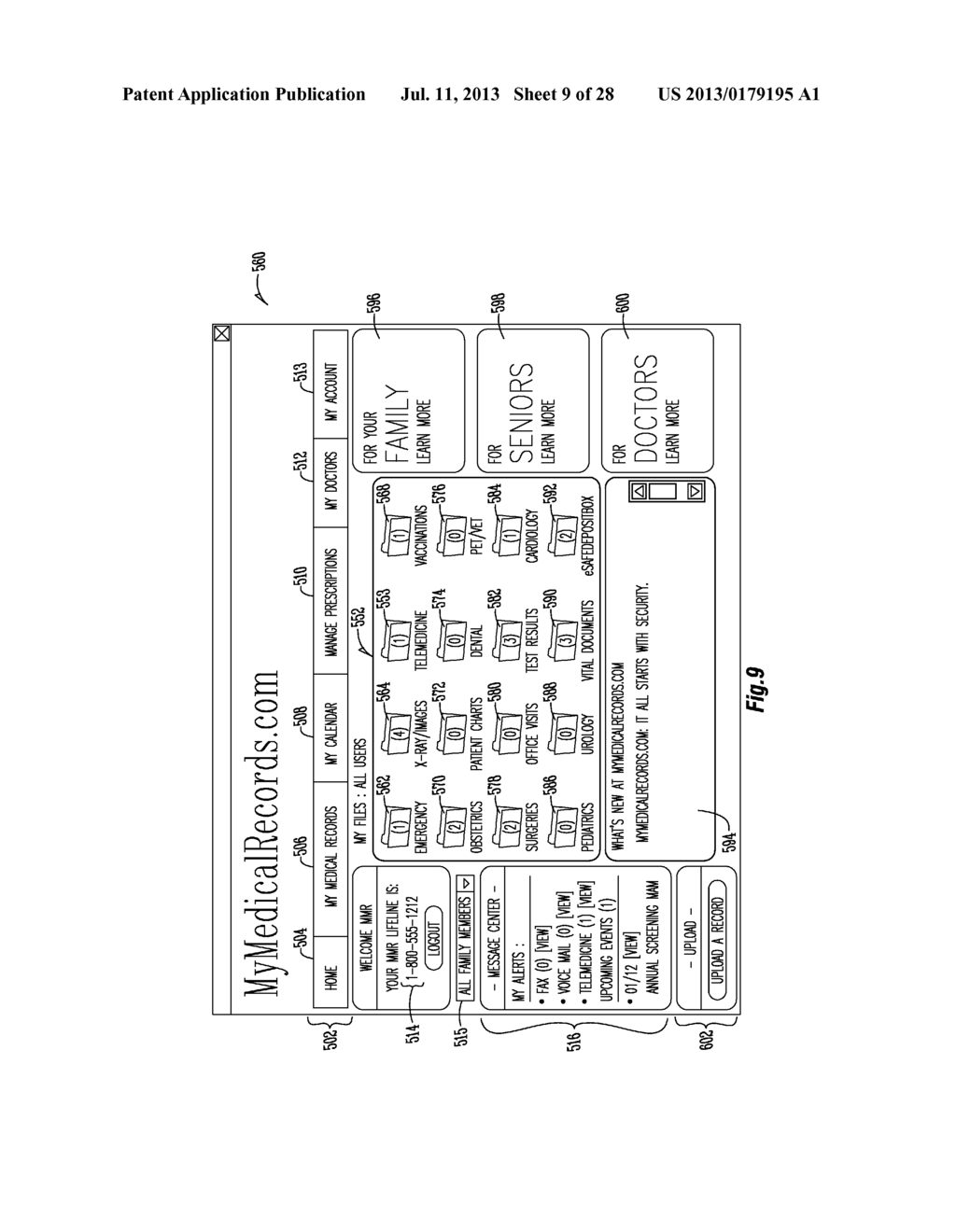 METHOD AND SYSTEM FOR MANAGING PERSONAL HEALTH RECORDS WITH TELEMEDICINE     AND HEALTH MONITORING DEVICE FEATURES - diagram, schematic, and image 10