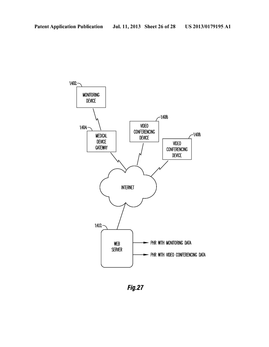 METHOD AND SYSTEM FOR MANAGING PERSONAL HEALTH RECORDS WITH TELEMEDICINE     AND HEALTH MONITORING DEVICE FEATURES - diagram, schematic, and image 27