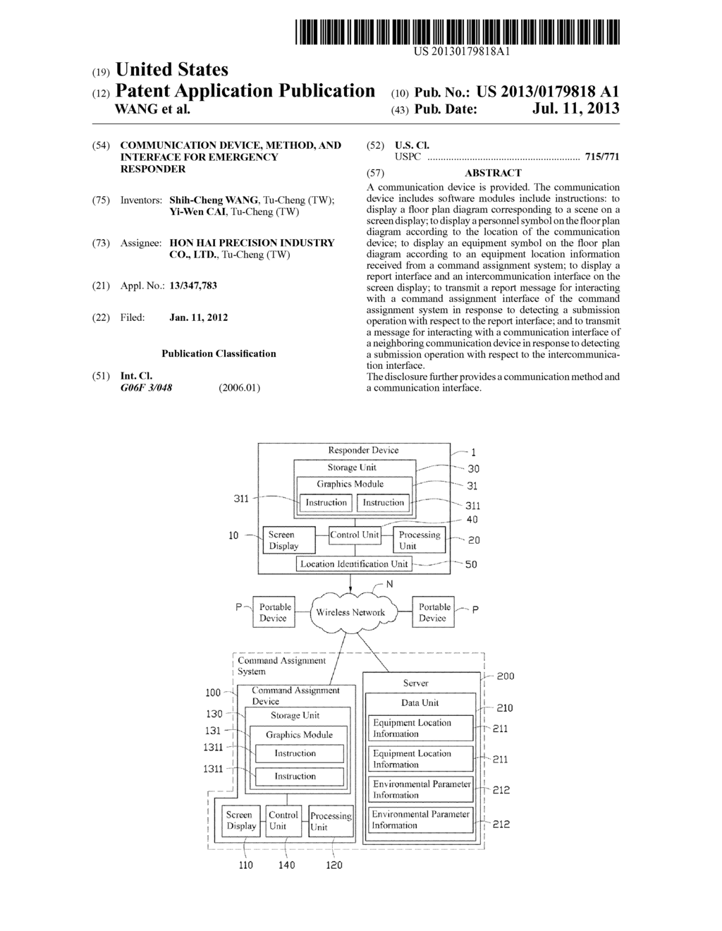 COMMUNICATION DEVICE, METHOD, AND INTERFACE FOR EMERGENCY RESPONDER - diagram, schematic, and image 01