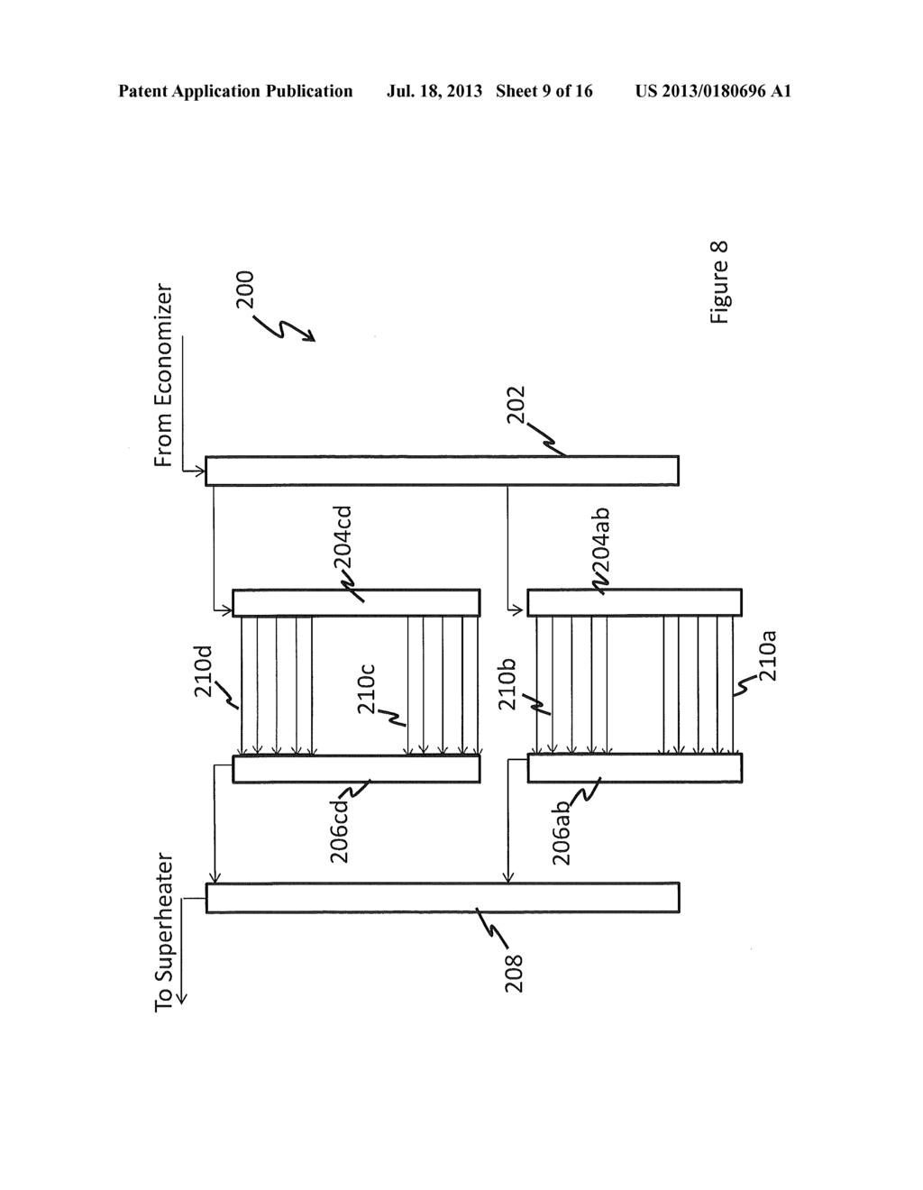 A METHOD AND APPARATUS FOR CONNECTING SECTIONS OF A ONCE-THROUGH     HORIZONTAL EVAPORATOR - diagram, schematic, and image 10